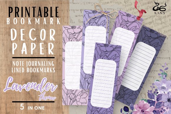 Bookmarks Lined Lavender Printable and Print Templates