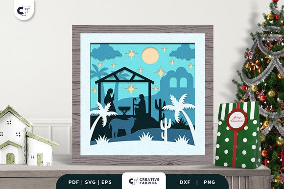 Christmas Nativity 3D Light Box SVG