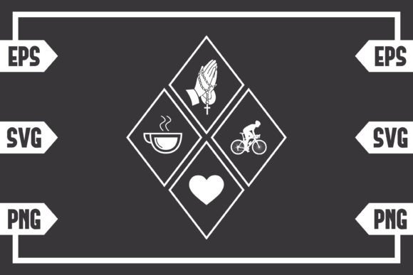 Coffee Jesus Heart and Guy Cycling