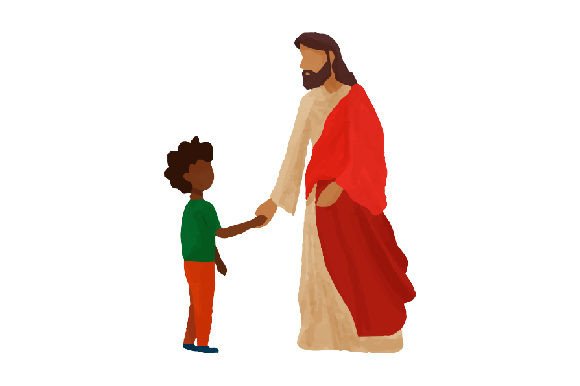Jesus Christ with a Little Boy, Watercolor