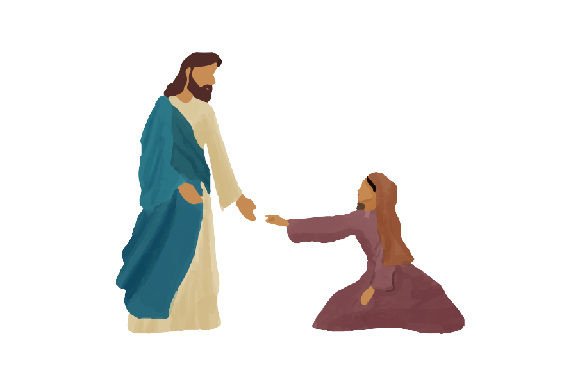 Jesus Healing a Woman - Watercolor