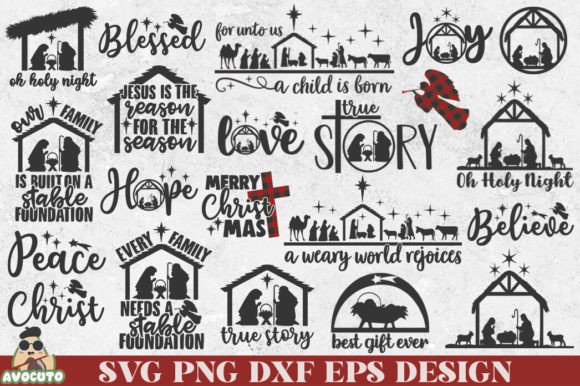 Nativity Christmas Bundle PNG SVG DXF Crafts