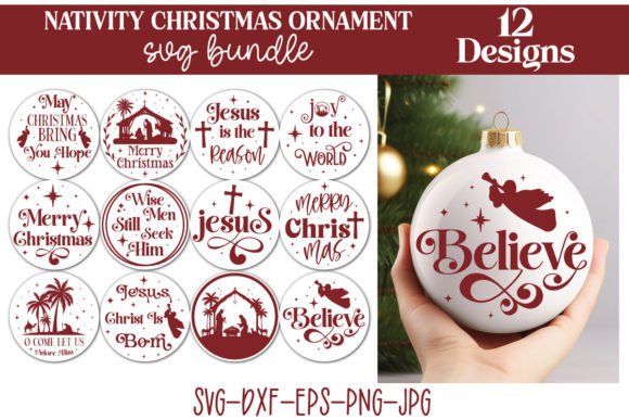 Nativity Christmas Ornament SVG Bundle for Crafts